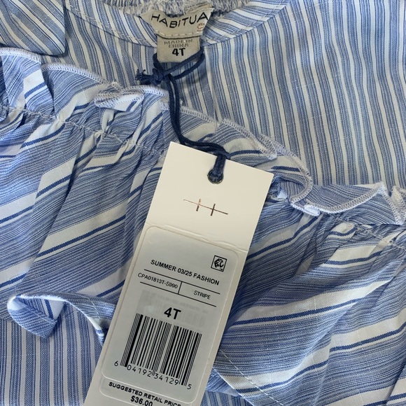 Cute habitual asymmetric blue and white striped top - Picture 3 of 3